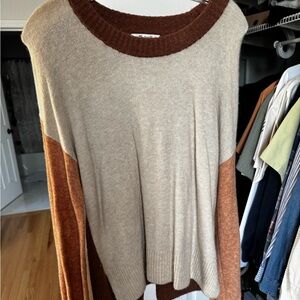 Madewell Colorblock Sweater - Beige and Brown